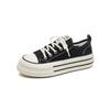 Fashion Women's Canvas Sneakers Thick Bottom Casual Sports Shoes Round Toe Lace-Up White Shoes Good Matching Platform Shoes