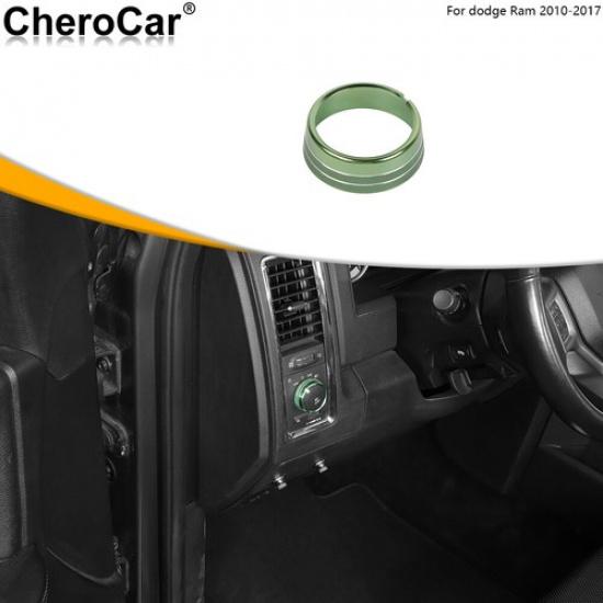 Headlight Switch Knob Trim Ring Bezel Green for Dodge RAM 1500 2010-17 Aluminum