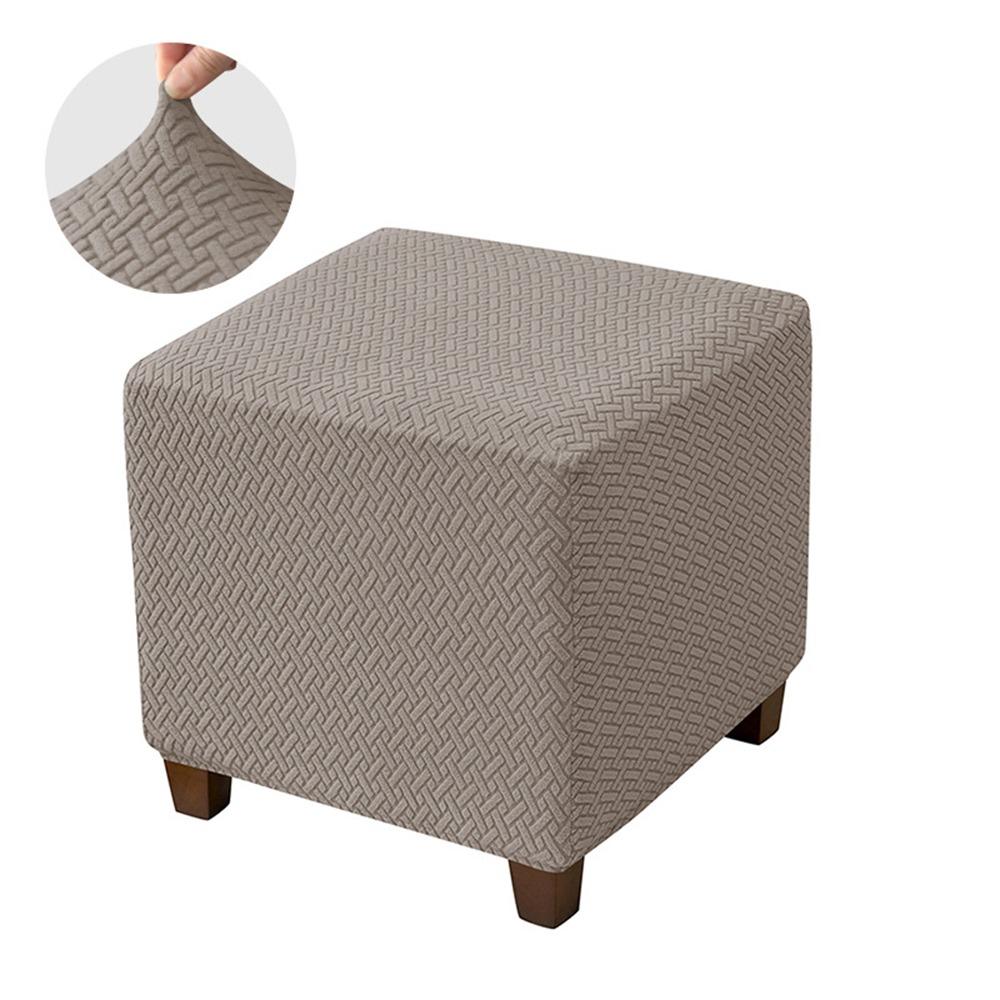 New Solid Color Jacquard Ottoman Cover Elastic T-Shape Square Stool Cover Soft Velvet Footstool Case Home Decor