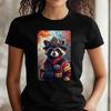 T-Shirt Women Racoon As Firefighter Motif Cotton Size XS To 3XLWill Open In a New Window or Tab