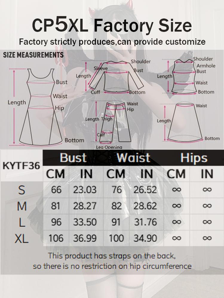 Cosplay Costume Halloween Sexy Dress Little Devil Dress Festival Party Gift Patent Leather Strap Neck Hanging Dress Uniform Set