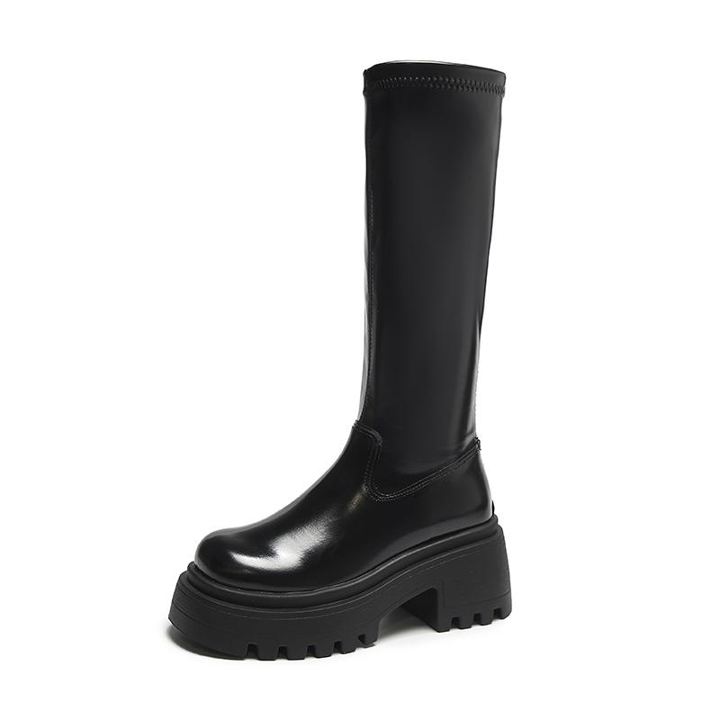 2025 Women's Knee-high Boot Ankle Thigh Thick Bottom Slim Long Tube Leather Boots Autumn Winter Fashion Trend Boots