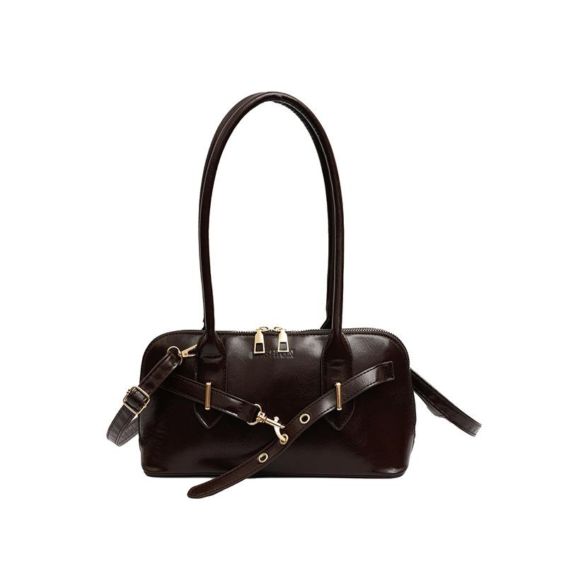 

Стильная и простая сумка-мессенджер, новый корейский индивидуальный нишевый дизайн, сумка на плечо, большой вместительный ремень, подмышка. темно-коричневого