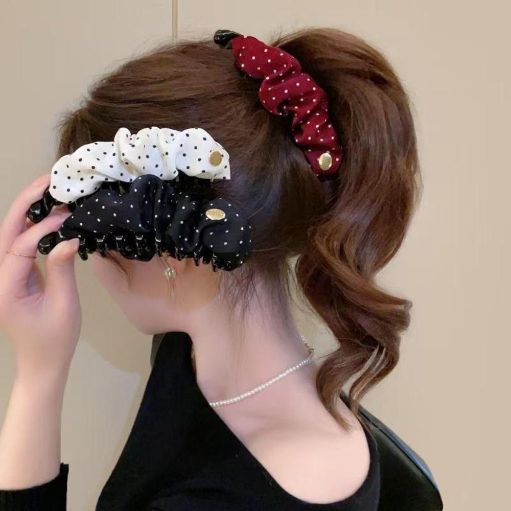 Korean-style Hair Clip Dot Pleated Ponytail Clip New Banana Clip  Adds Volume To Hair