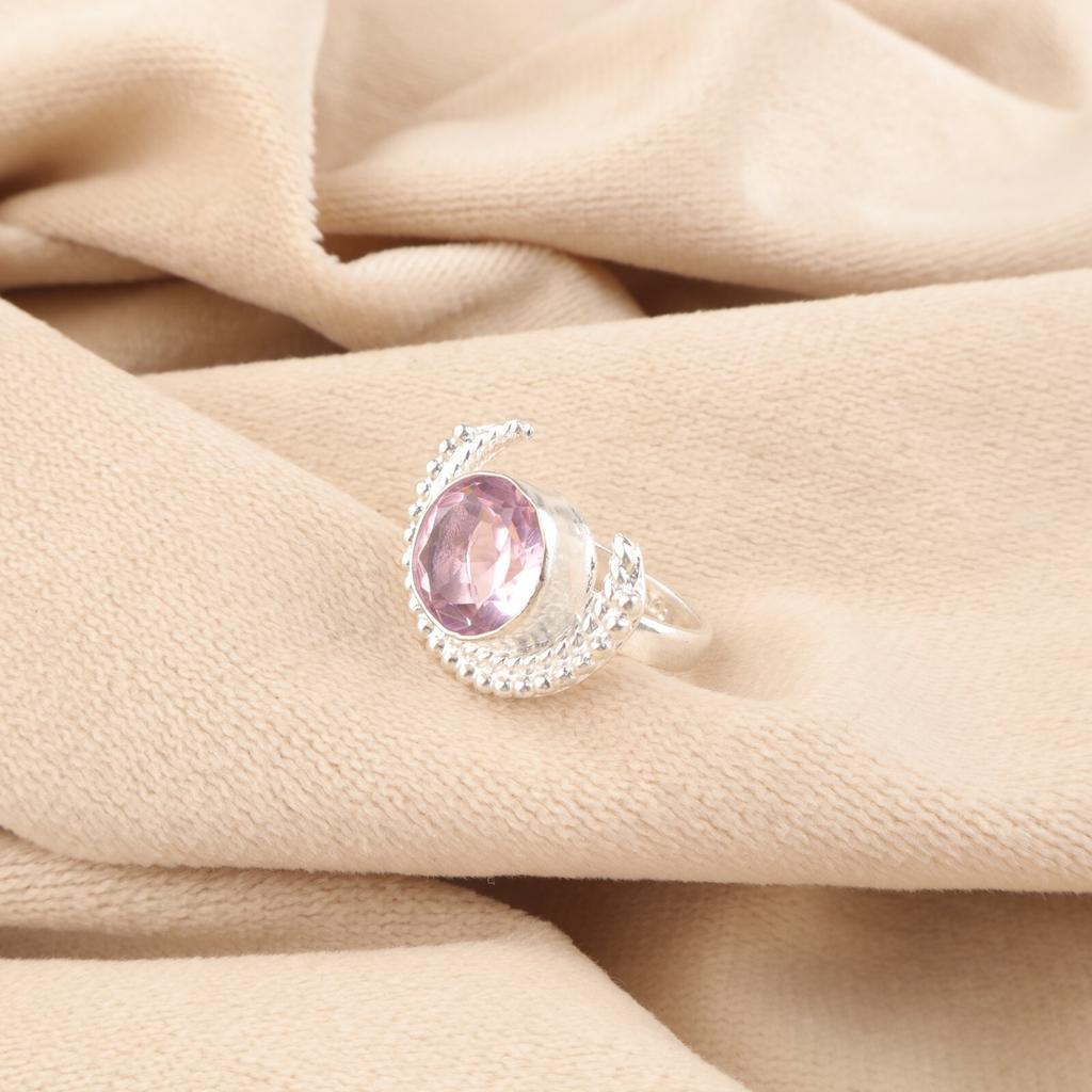 Morganite Gemstone 925 Sterling Silver Handmade Jewelry June Birthstone  Ring RR-48-6