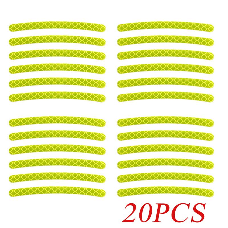 20ks Reflexní samolepky náboje kola auta Sada ráfku pneumatiky svítící ozdobné proužky pro motocykl, jízdní kolo, noční bezpečnost
