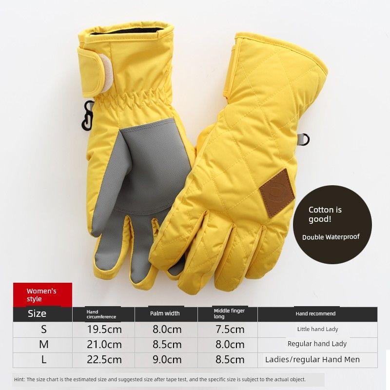 

Women s Winter Skiing Snow Fleece Lined Padded Warm Keeping Outdoor Cycling Snowball Fight Waterproof Wind-Proof and Cold Protection K-style Cotton Lattice-yellow S