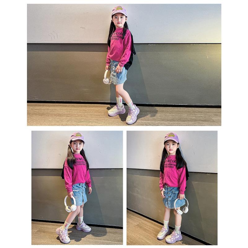 Girls' Sports Shoes Net Surface Breathable Spring and Autumn New Soft Soled Running Shoes for Children Big Daddy Shoes for Girls