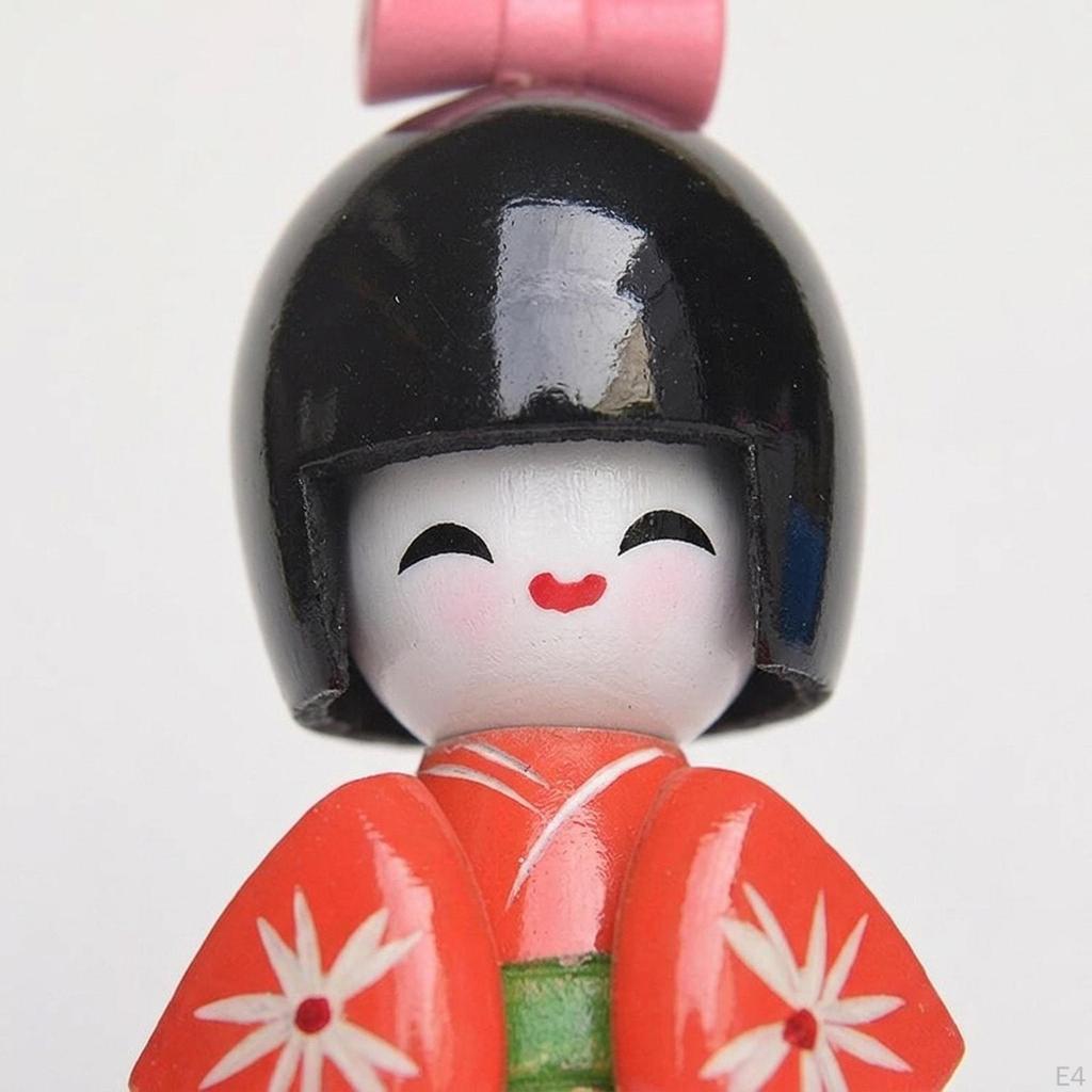 Figura Decorativa Japonesa de 9 cm, Estilo Kabuki, de Madera para Mesa o Oficina.