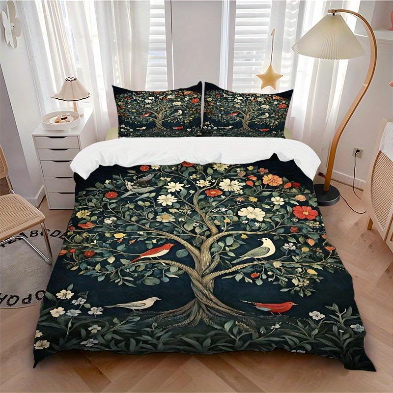 

3pcs Floral Birds Soft Comfortable Bedding set, For Bedroom, Guest Room And Dorm, All - Season Use, High-Definition Printing151 135x200cm