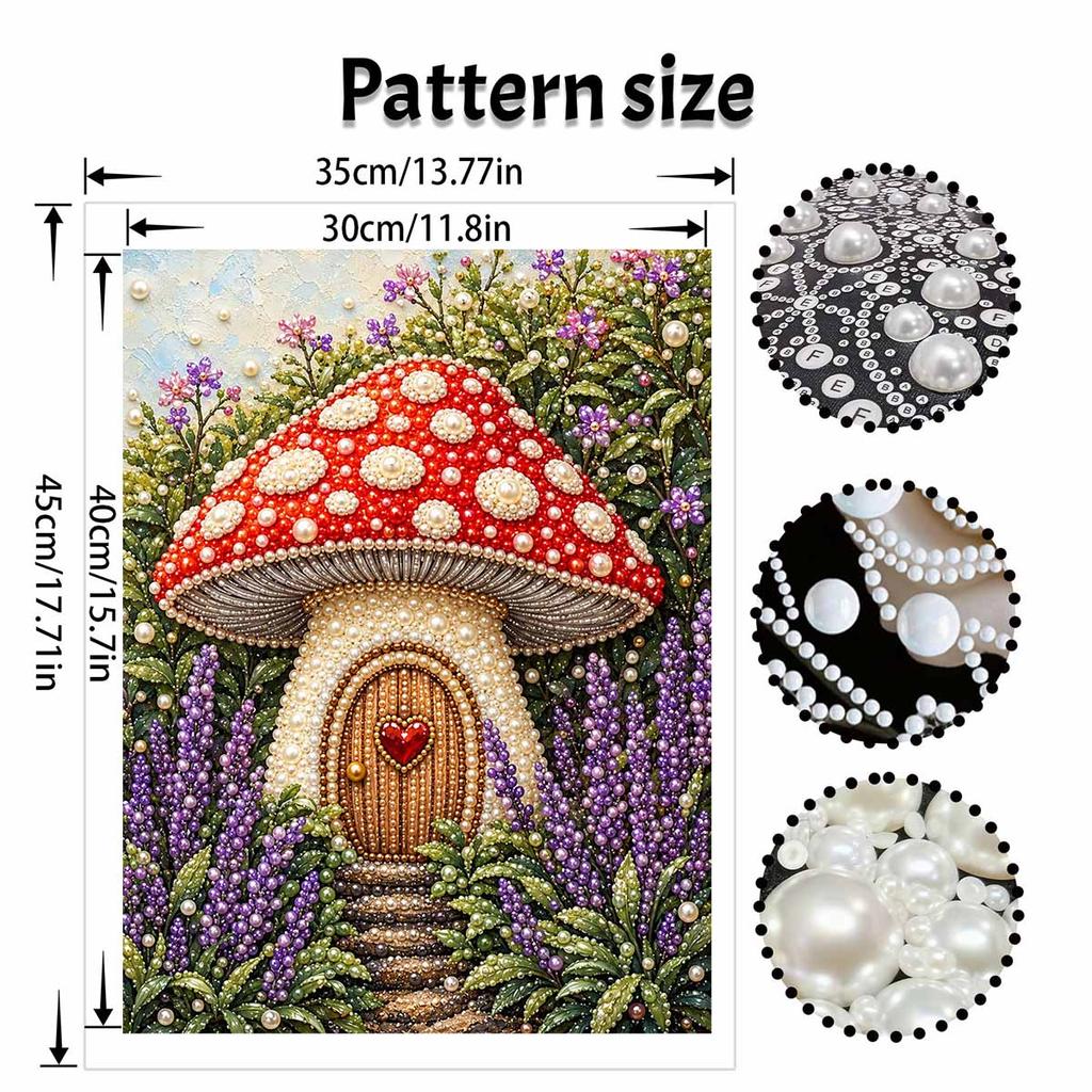 DIY Pearl and Diamond Painting Kit. Mushroom Fairy House. suitable for beginners. home wall decoration. handmade gift.