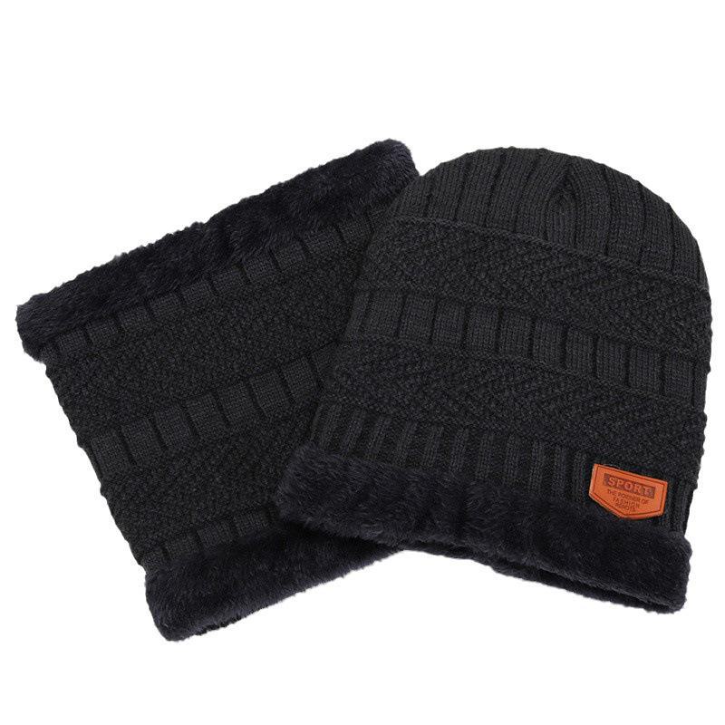 Set Unisex Căciulă Tricotată, Fular și Mască de Catifea cu Protecție pentru Gât pentru Călărie, Căldură de Toamnă/Iarnă