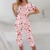 2 Piece Sets For Women Short Sleeve Top And Pants With Pockets Workout Soft  Print Sets