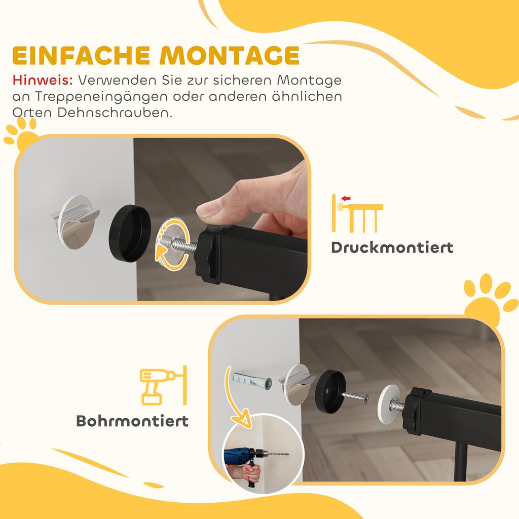 Dog Safety Gate, 76-104 cm Barrier Gate without Drilling, Stair Gate
