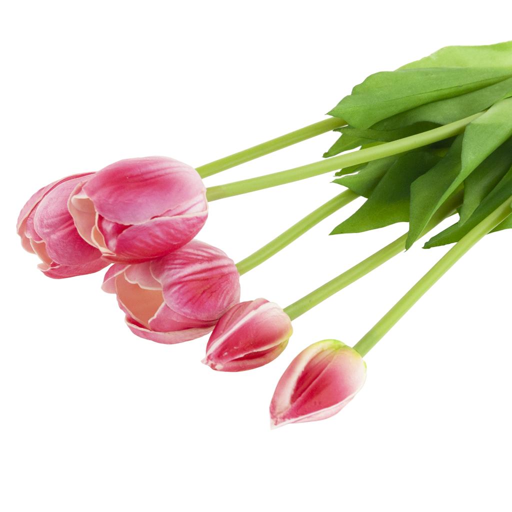 CV31218-4 BOUQUET OF TULIPS FOAM RUBBER X 5 Pcs YELLOW PERFORATED REALISTIC