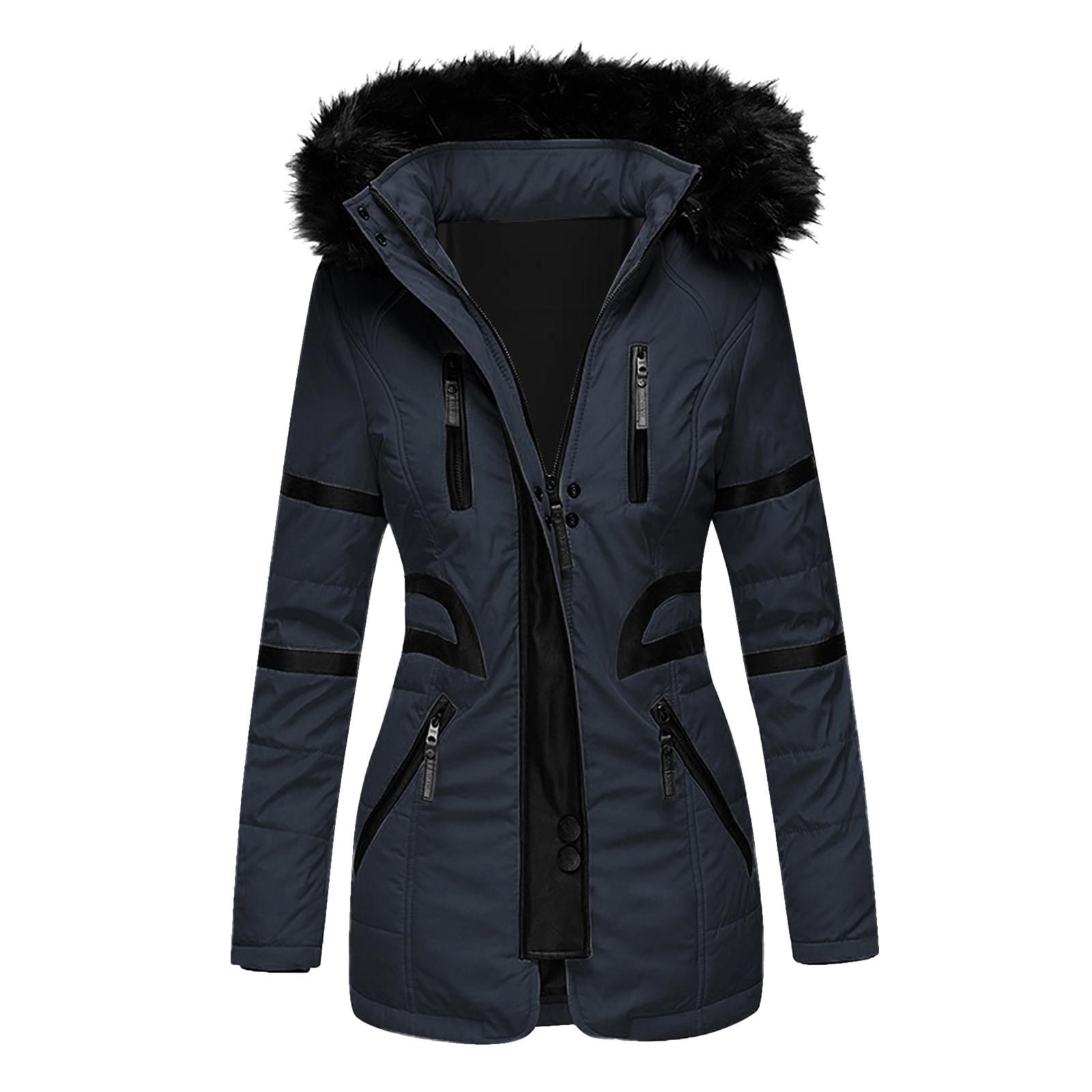 

QUT Womens Warm Coat Jacket Outwear Тренч на меховой подкладке Зимнее толстое пальто с капюшоном XL