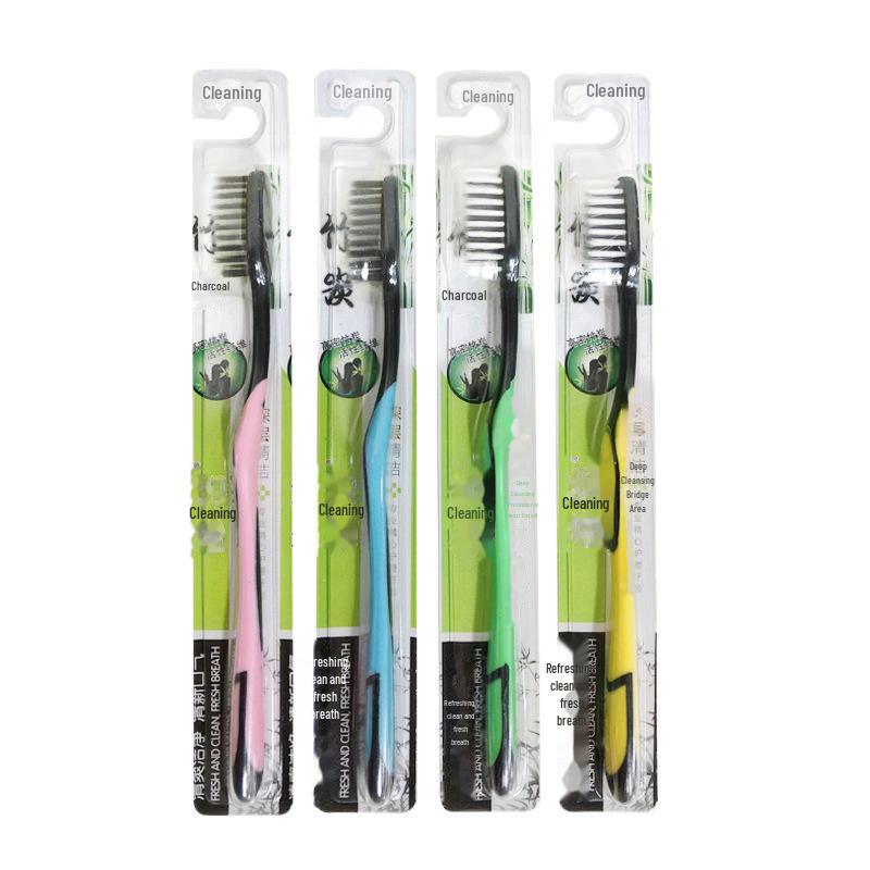 Xiujie Bamboo Charcoal Soft Bristle Toothbrush - Adult Couple, High-Density, Colorful Family Pack