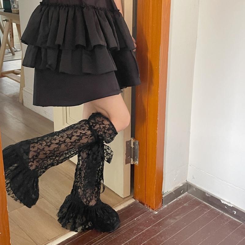 Japanese Style Leg Warmers for Women Cute Star Leg Warmers 80s Party Dance Legwarmers Fashion Lace Trim Long Leg Socks