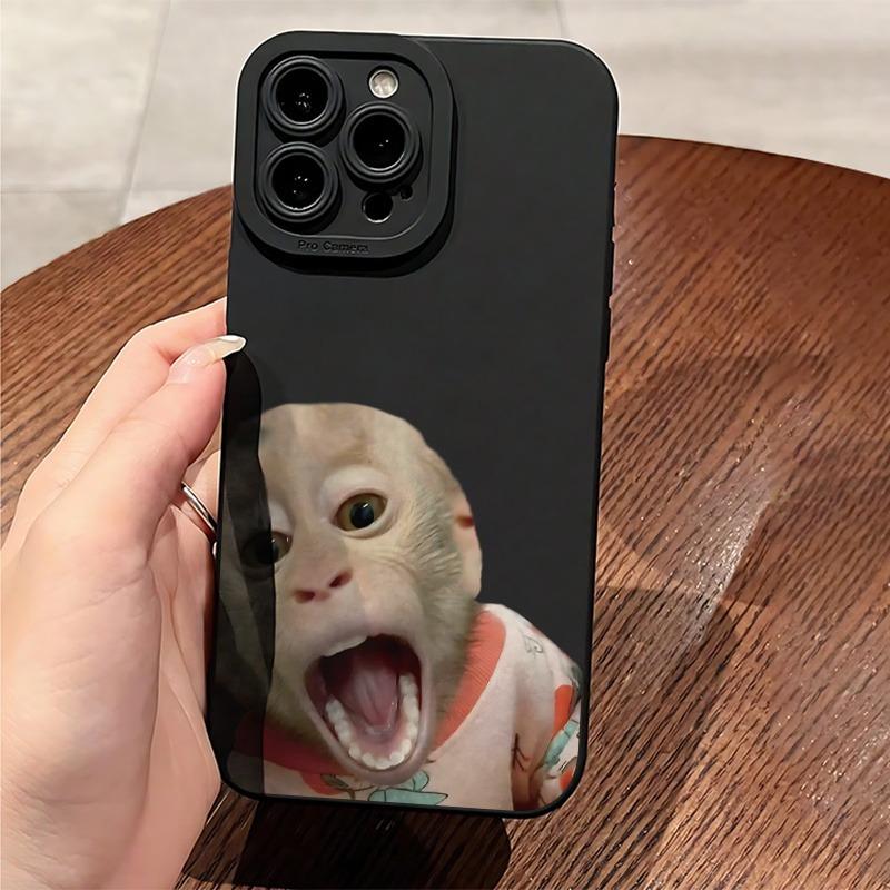 Cute Little Monkey Pattern Phone Case Suitable for iPhone 17 16 15 14 13 12 11 Pro/Max/Plus Anti Drop and Shockproof Back Cover