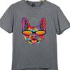 Dog T Shirt Pop Art Sunglasses Graphic Tee Cool Dog Neon Artwork Design Top