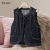 Women's Lyocell Blend Round Neck Denim Vest