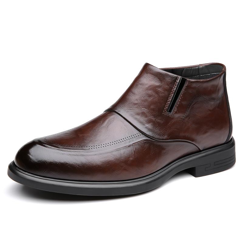 Fashion Men's Shoes 2024 Autumn and Winter Business Formal Cotton Leather Shoes Men's British Velvet Thickened Warm Cotton Shoes 38-44