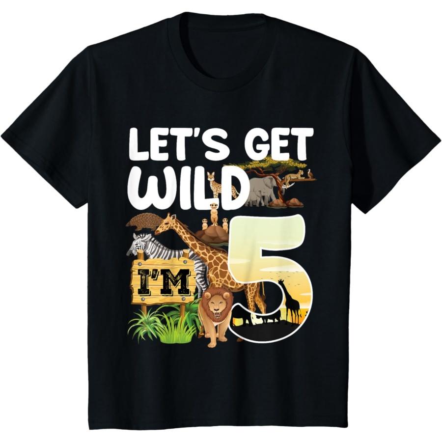 5 Year Old Zoo Birthday Safari Jungle Animal 5th B-day T-Shirt S