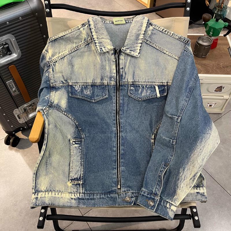 Women's American Retro Distressed Denim Jacket - Spring/Autumn 2025 Style, Loose Fit, Trendy & Niche Design