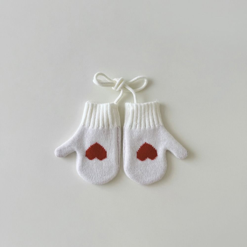 

Coldproof Knit Gloves Love Heart Hanging Neck Gloves Fashion Children Mittens for Children