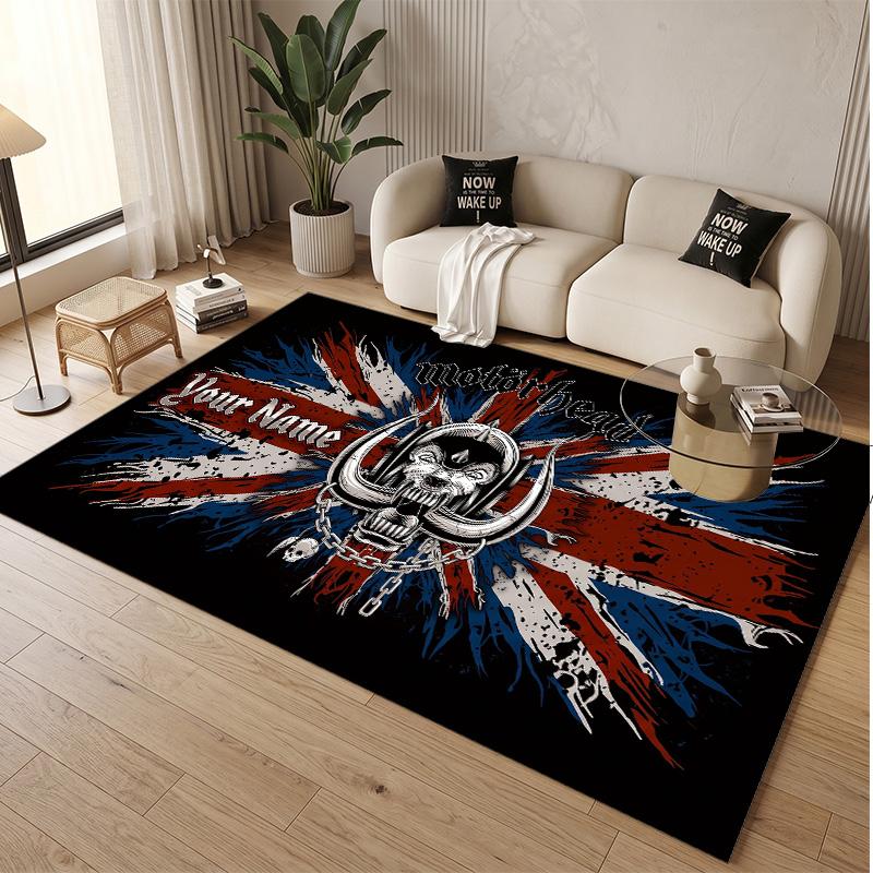 Personalized Crystal Velvet Carpet Motorhead Pattern Non Slip Floor Rug