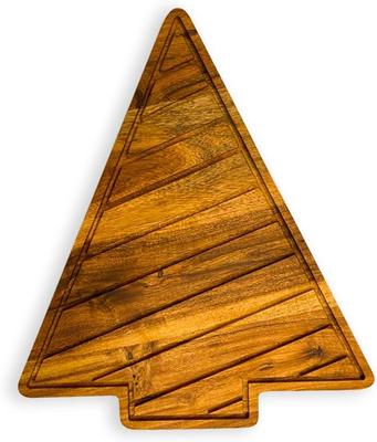 Organic Acacia Wood Chopping Cutting Butcher Block Board for Kitchen, Cheese, Meat, Vegetables, Fruit and Salad (Santa Board 14"L X 12"W)