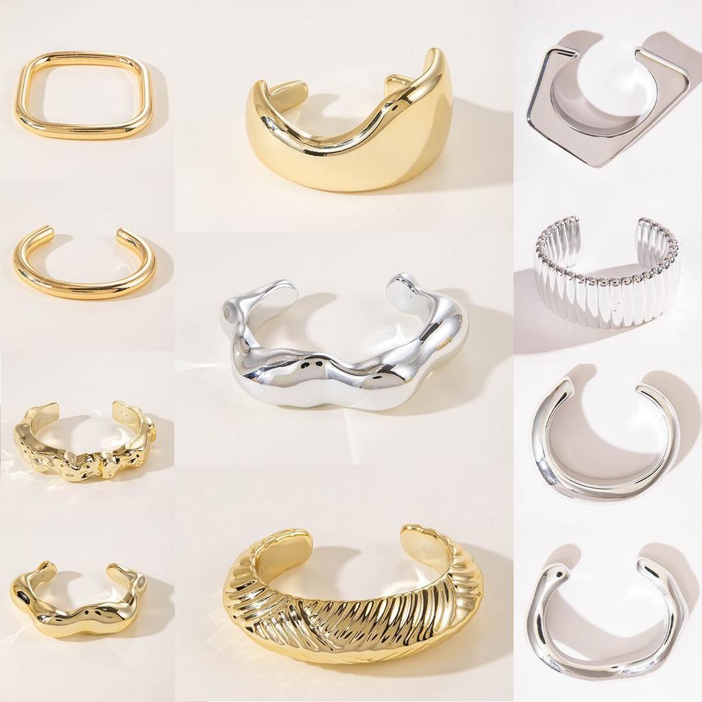 Geometric Irregular CCB Gold and Silver Bracelet, Hip Hop Exaggerated Jewelry Bracelet Set Female