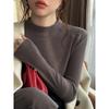 Temperament semi-turtleneck fishbone line design bottoming shirt women's spring slim-fitting simple long-sleeved inner middle-necked top