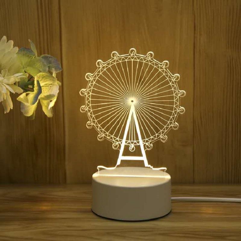 Creative 3D LED Night Light 7 Color Acrylic Veilleuse ABS Plastic Base LED Night Lamp for Children's Room Table Desk Use