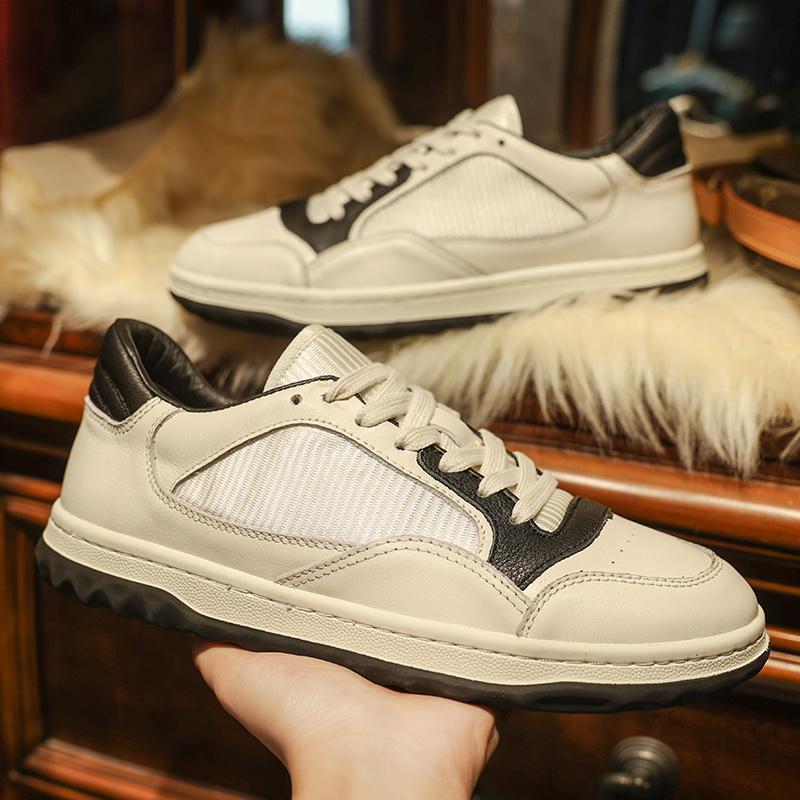 Fashion Genuine Leather Men Shoes Youth Teenage Casual Shoes Classics Man Vulcanize Shoes Driving Sneakers Versatile Skateboard Footwear