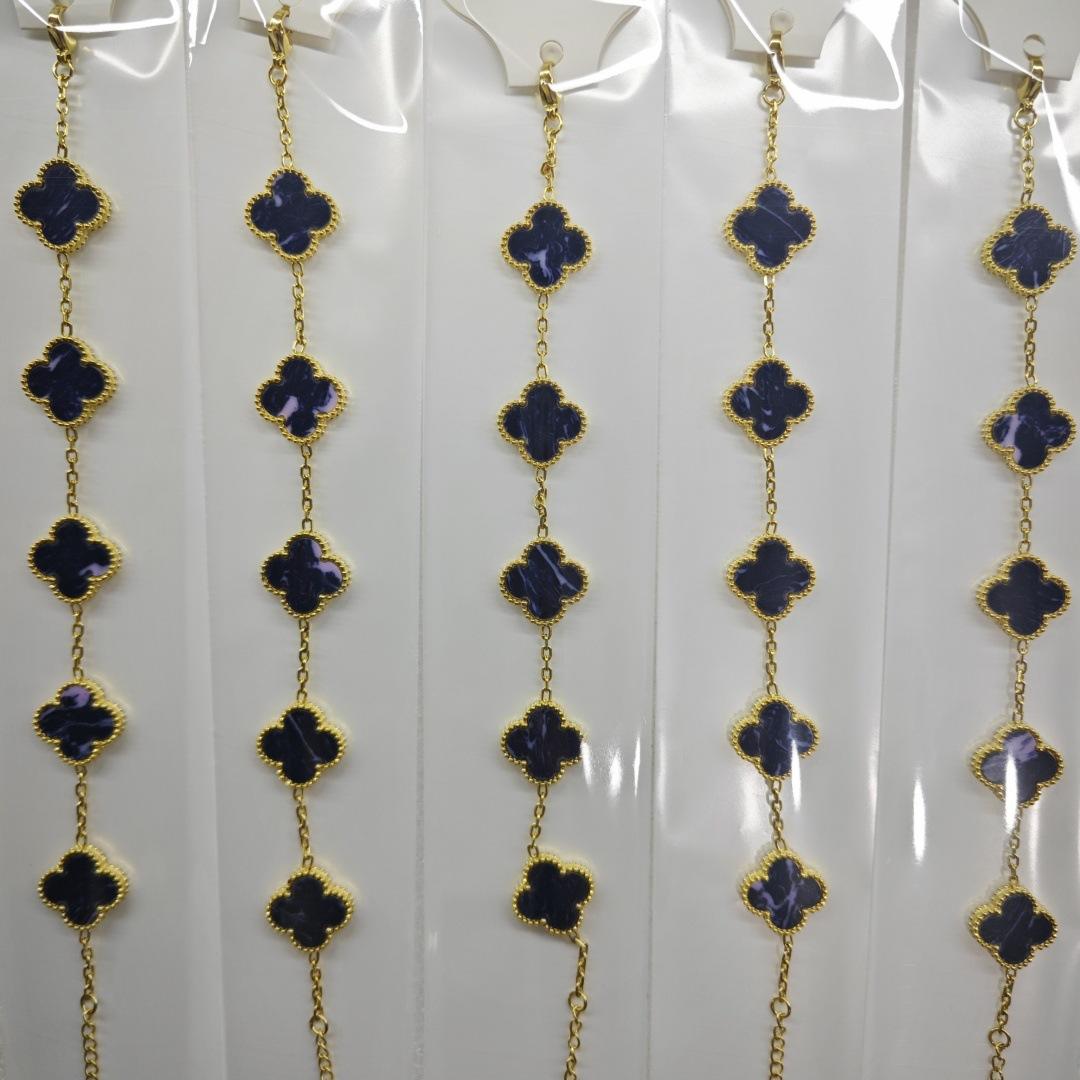 

Модный браслет-клевер с четырьмя лепестками 1,5 см с 18-каратным покрытием, двусторонний клевер из перламутра