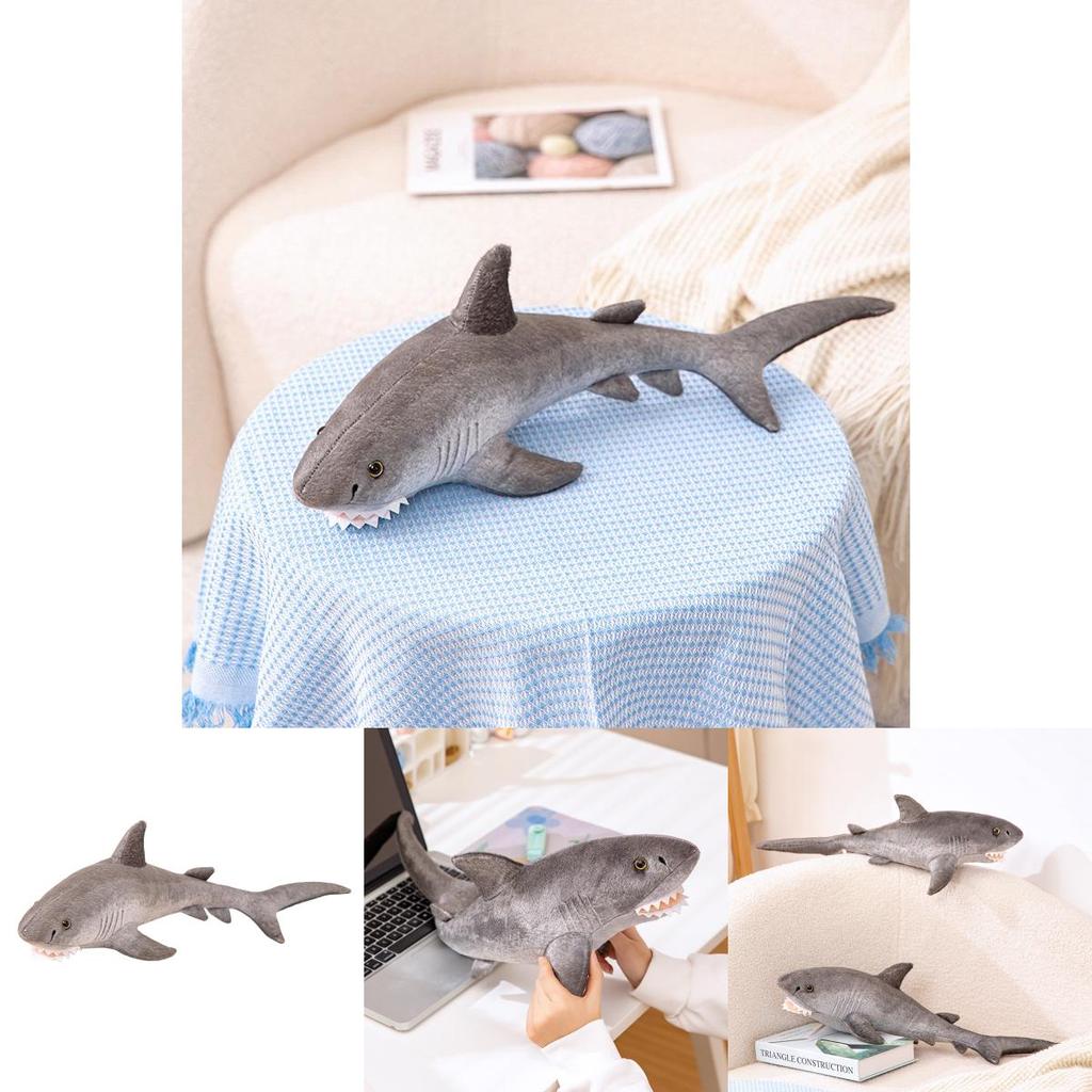 Realistisches graues Haifisch-Stofftier 60cm Weiche Kuscheltierpuppe für Kinder und Erwachsene