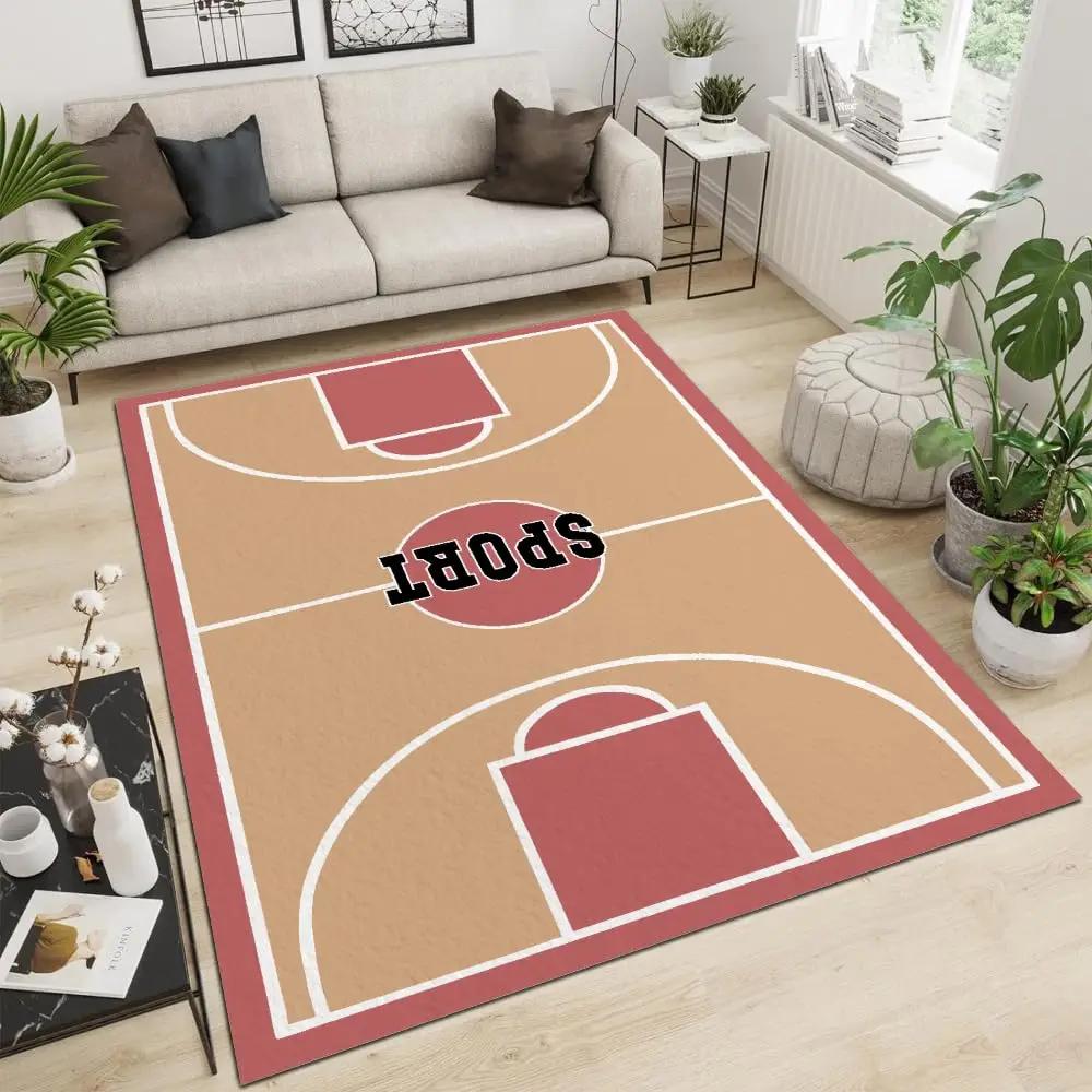 Children's Football Field Area Rug, Creative Football Field Pattern Carpet,Non-Slip Living Room Floor Mat Suitable for Game Room