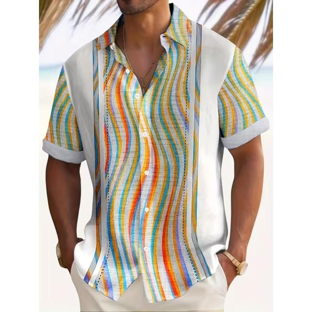 Herren Retro Muster 3D Druck Hemd Button-Up Hemd Freizeithemd Sommerhemd Kurzarm Tägliche Urlaubsbekleidung