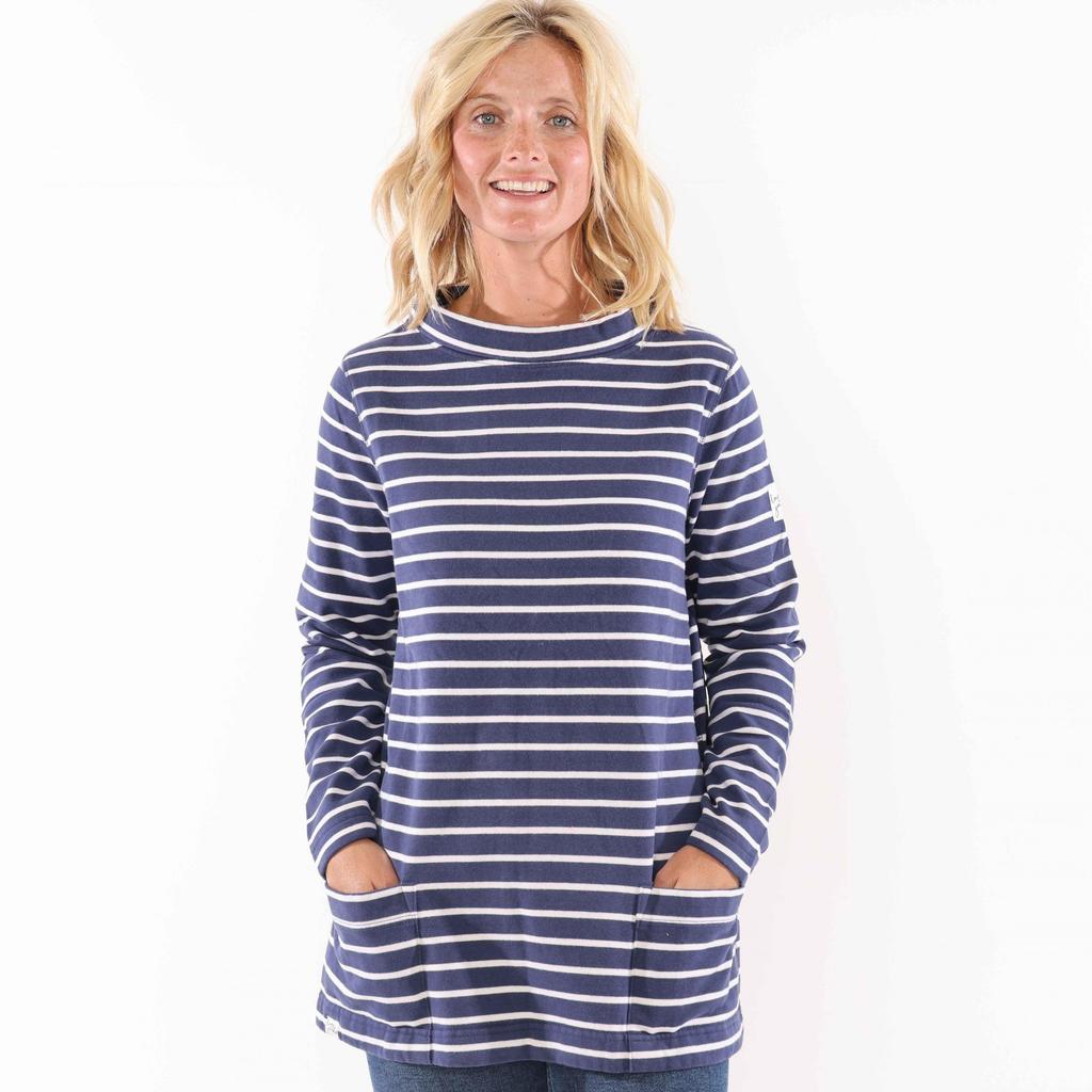 Lazy Jacks Womens/Ladies Striped Roll Neck Sweatshirt