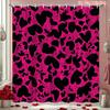 Bold Black Heart Shaped Shower Curtain On Pink Background Polyester Shower Curtain With Valentine Bathroom Decoration Hook