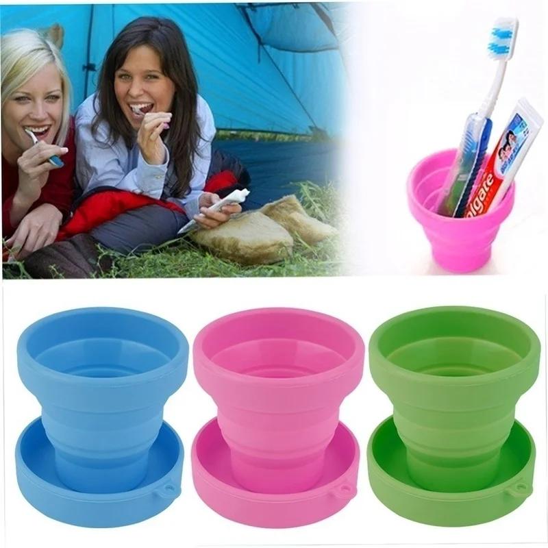 Candy Color Portable Silicone Telescopic Drinking Water Foldable Folding Cup Travel Camping Bathroom Water Cup