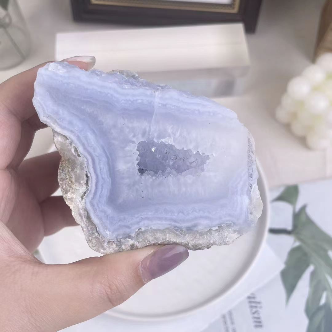 Raw Blue Lace Agate Crystal Geode Natural Blue Lace Agate Crystal for Collection about 2-6cm