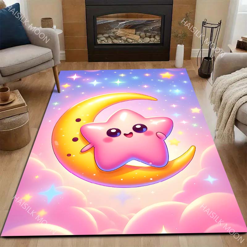 Cute moon star cartoon Carpet for Living Room Bedroom Bedside Floor Mat Cloakroom Area Rugged Creative Doormat Luxury Gifts