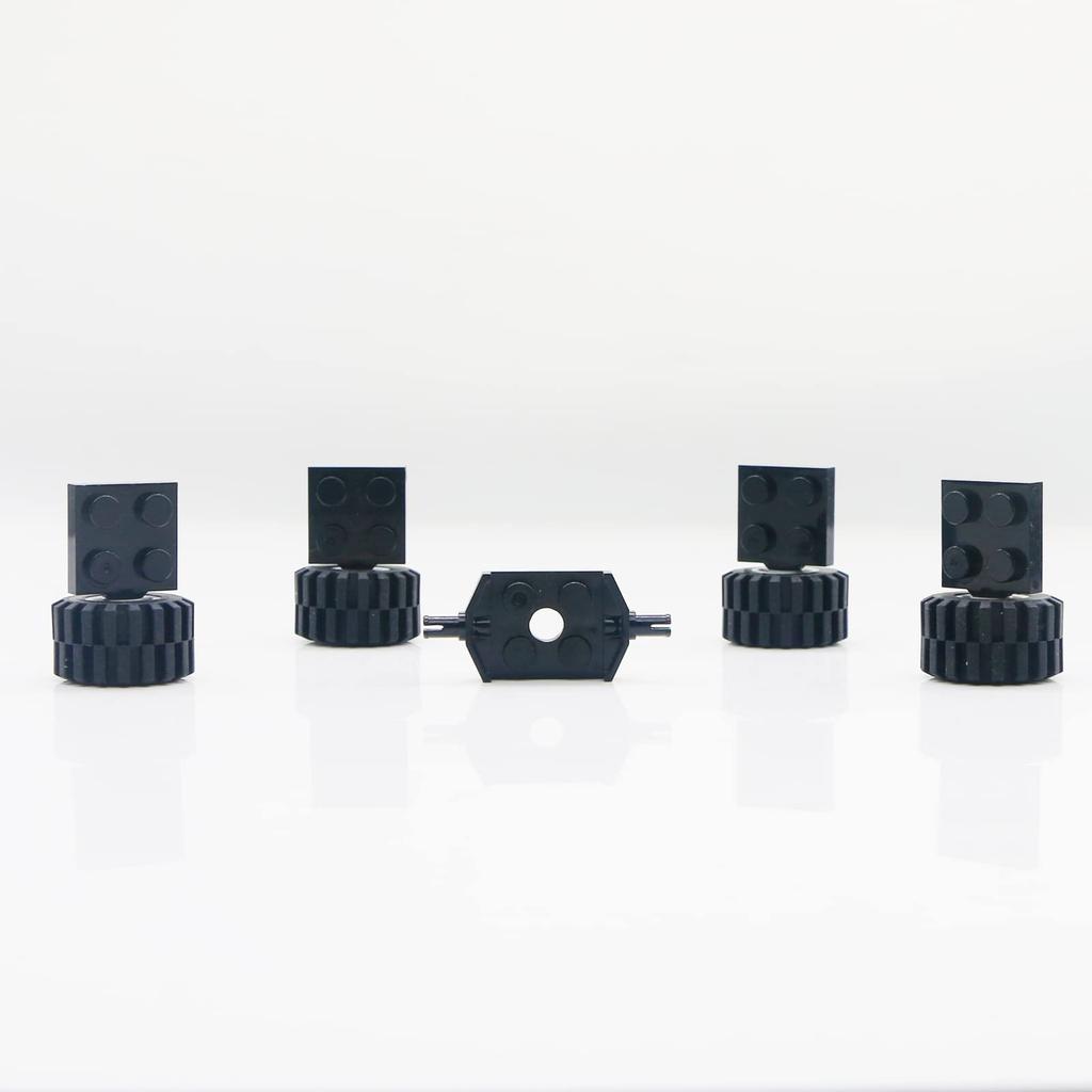 Tire Wheel and Axle Set - 56 Piece Brick Accessories Basic Classic Building Block Toy, Car Truck Wheel Parts