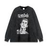 Vintage Japanese Anime Print Heavyweight Washed Cotton Long Sleeve Tee Unisex Streetwear Loose Fit