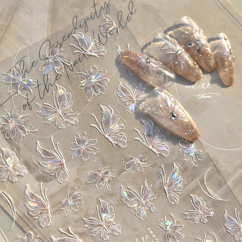 DIY Nail Stickers Fairy Butterfly Nail Art Tips Self-adhesive Butterfly Design Nail Decals for women manicure accessories