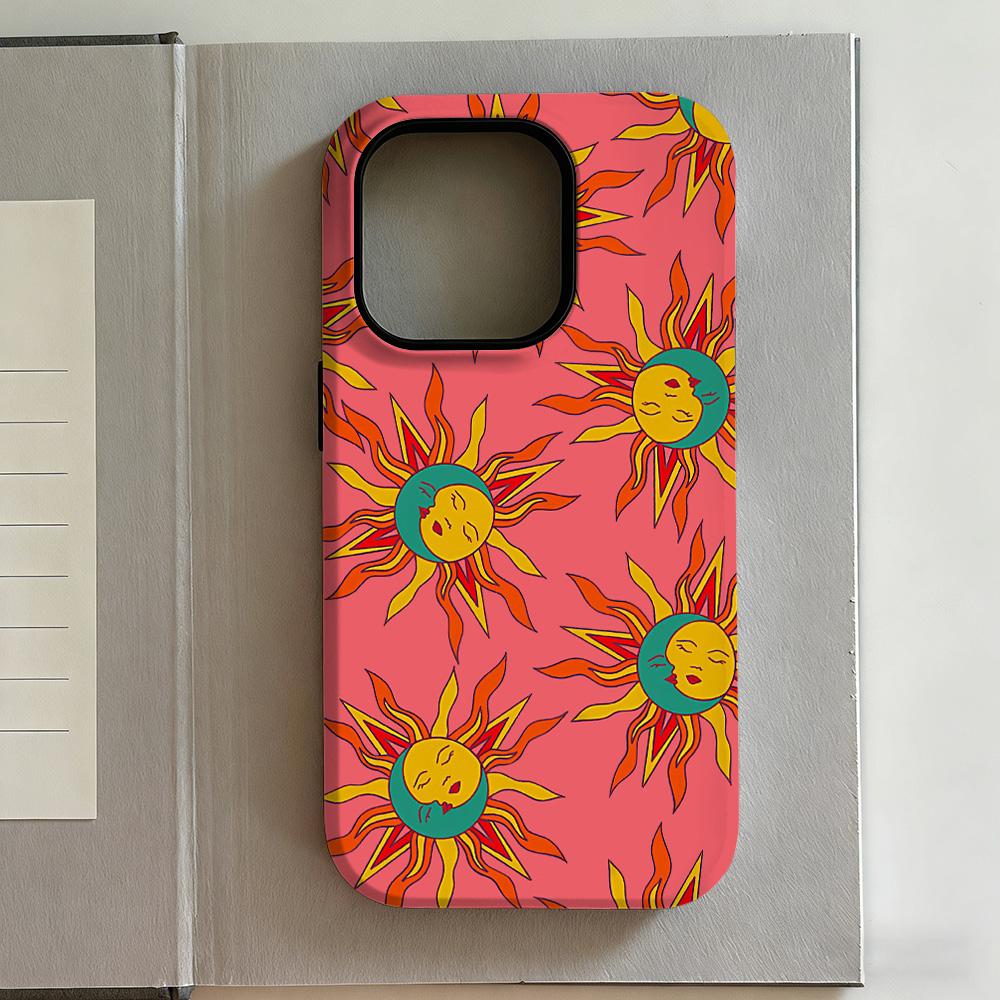

Luxury Y2K Vintage Sun Phone Case for iPhone 17 16e 16 15 14 13 12 11 X XS XR XSMAX 7 8 Air Pro Max Plus Luxury Double-layer iPhone 11