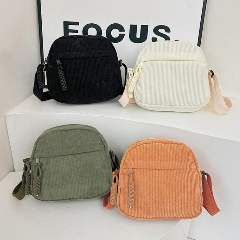 Simple Versatile Crossbody Bag Fashionable Casual Small Square Bag Personalized Commuting Shoulder Bag Corduroy Unisex Handbag