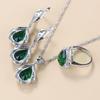 Water Drop Jewelry Sets With Green Cubic Zirconia Bridal Necklace And Earrings For Women Wedding Accessory